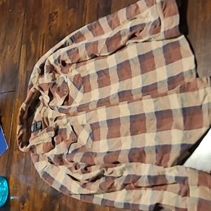 Vintage style Harley Davidson plaid flannel button down long sleeve rust brown